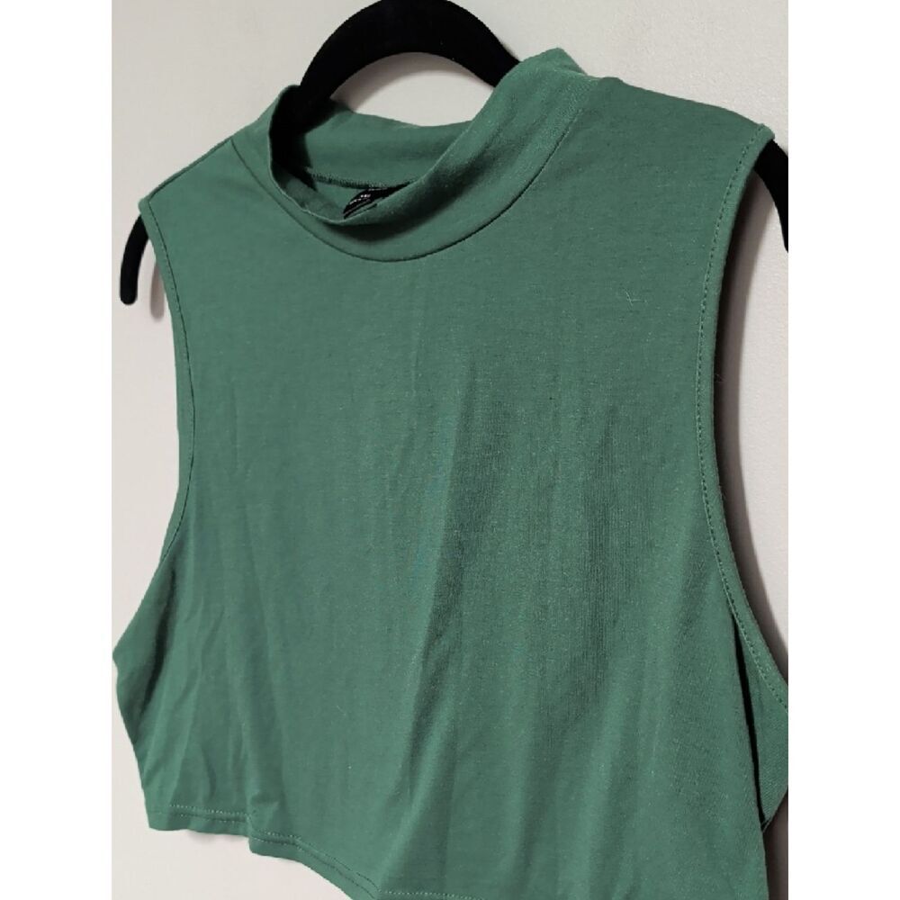 SHEIN Sleeveless Mock Neck Crop Top in Sage - Picture 3 of 5